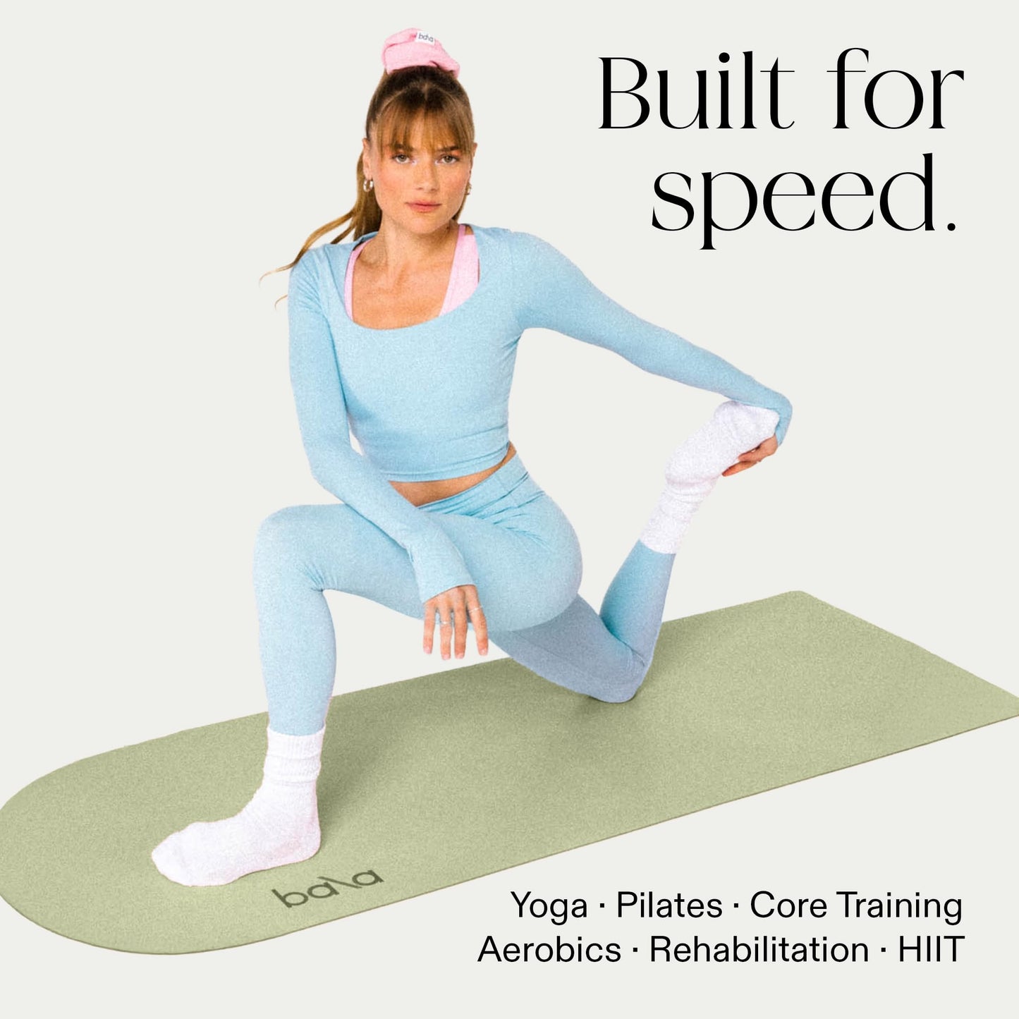Bala Yoga Mat for Home Gym, 5mm (Sage) - Non Slip Exercise Mat for Home Workout, Stretching, Pilates, Aerobics & Floor & Fitness Work Out - Indoor Exercising Mat