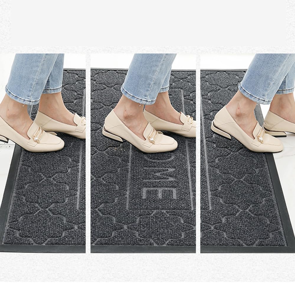 MATZEN Welcome Mats for Front Door Outdoor, Indoor Non Slip Floor Mat Entrance, Heavy Duty Waterproof Dirt Trapper Rubber Backed Low Profile Entryway Mud Home Garage Porch Office, 3x2, Blue