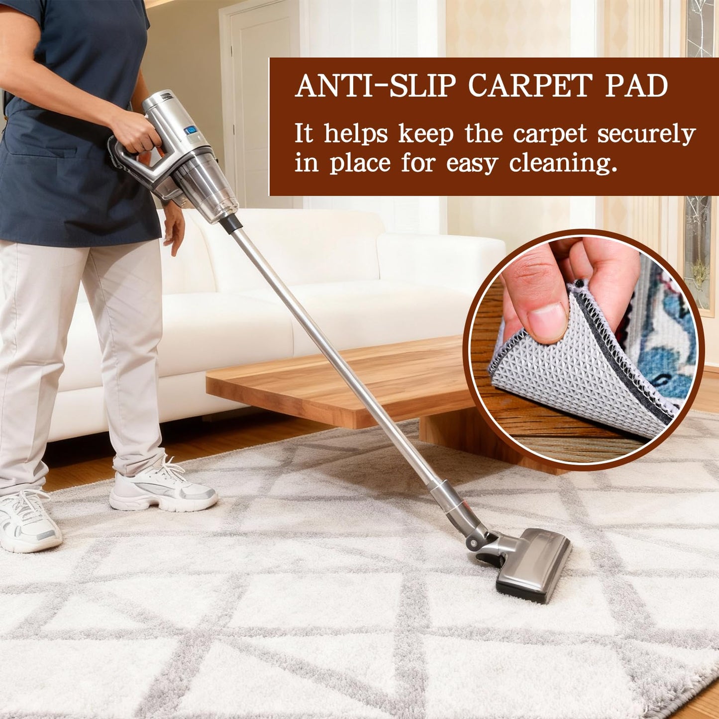 Rug Pad Waterproof Non-Slip 8x10 ft, 1/8" Thick Felt Cushion Pad for Area Rugs – Protects Hardwood, Tile & Laminate Floors – Keeps Rugs Flat & Secure