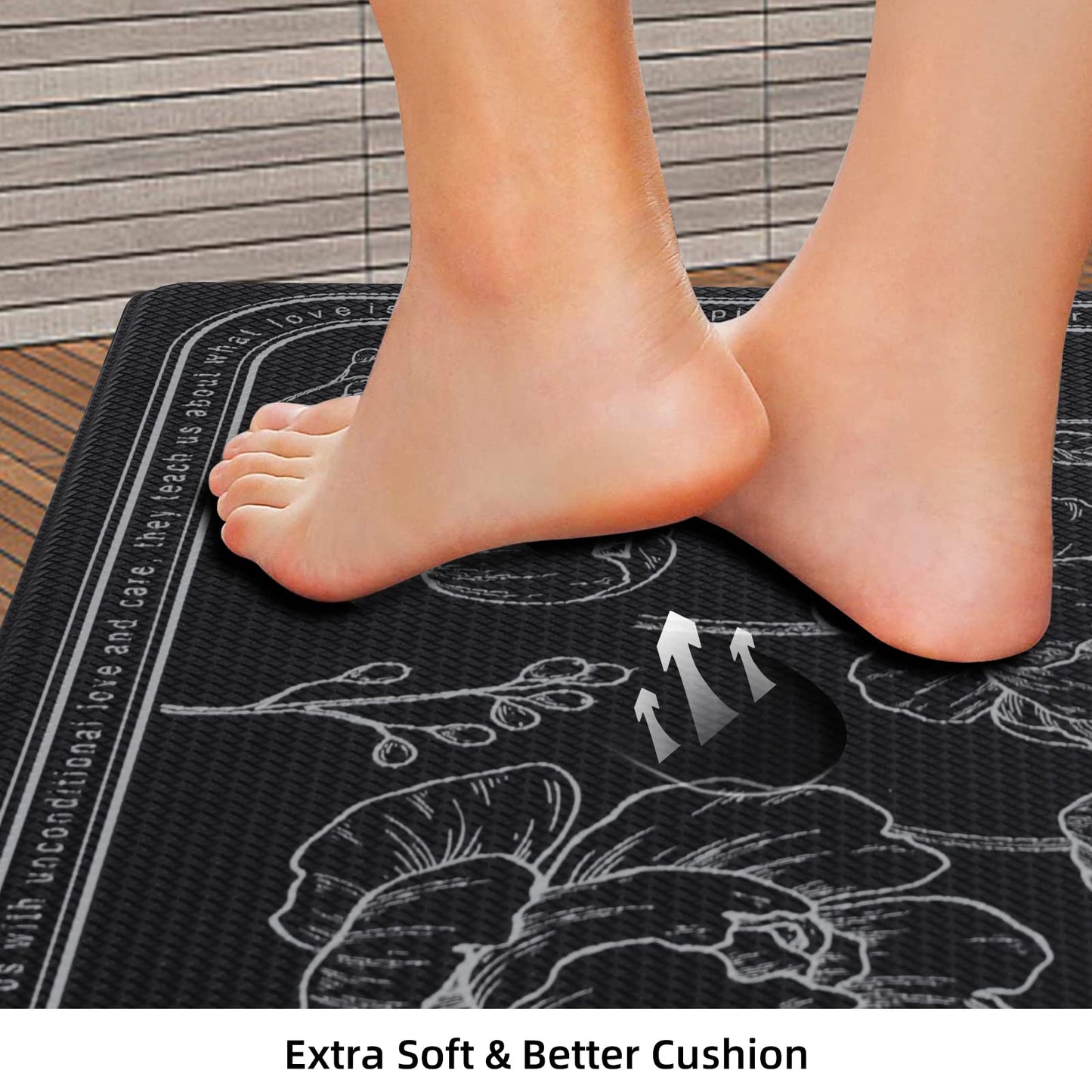 ROTTOGOON Kitchen Floor Mat Set of 2, Cushioned Anti Fatigue Kitchen Mat 17.3"x47"+17.3"x29", Non-Slip Waterproof Kitchen Rug, Premium PVC Comfort Kitchen Mats and Rugs for Office, Home, Laundry