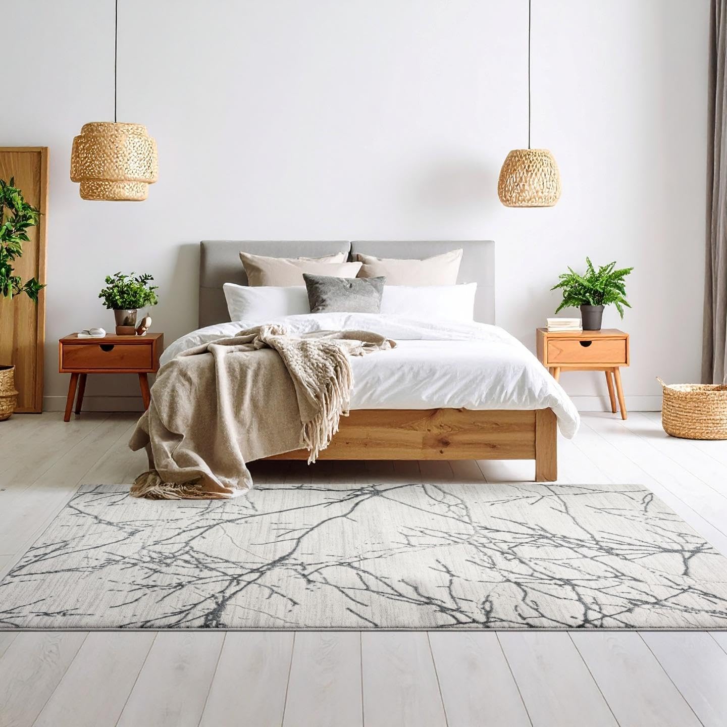 LUXE WEAVERS Modern Abstract Nature Cream Gray 4x6 Area Rug, Non-Shedding Carpet