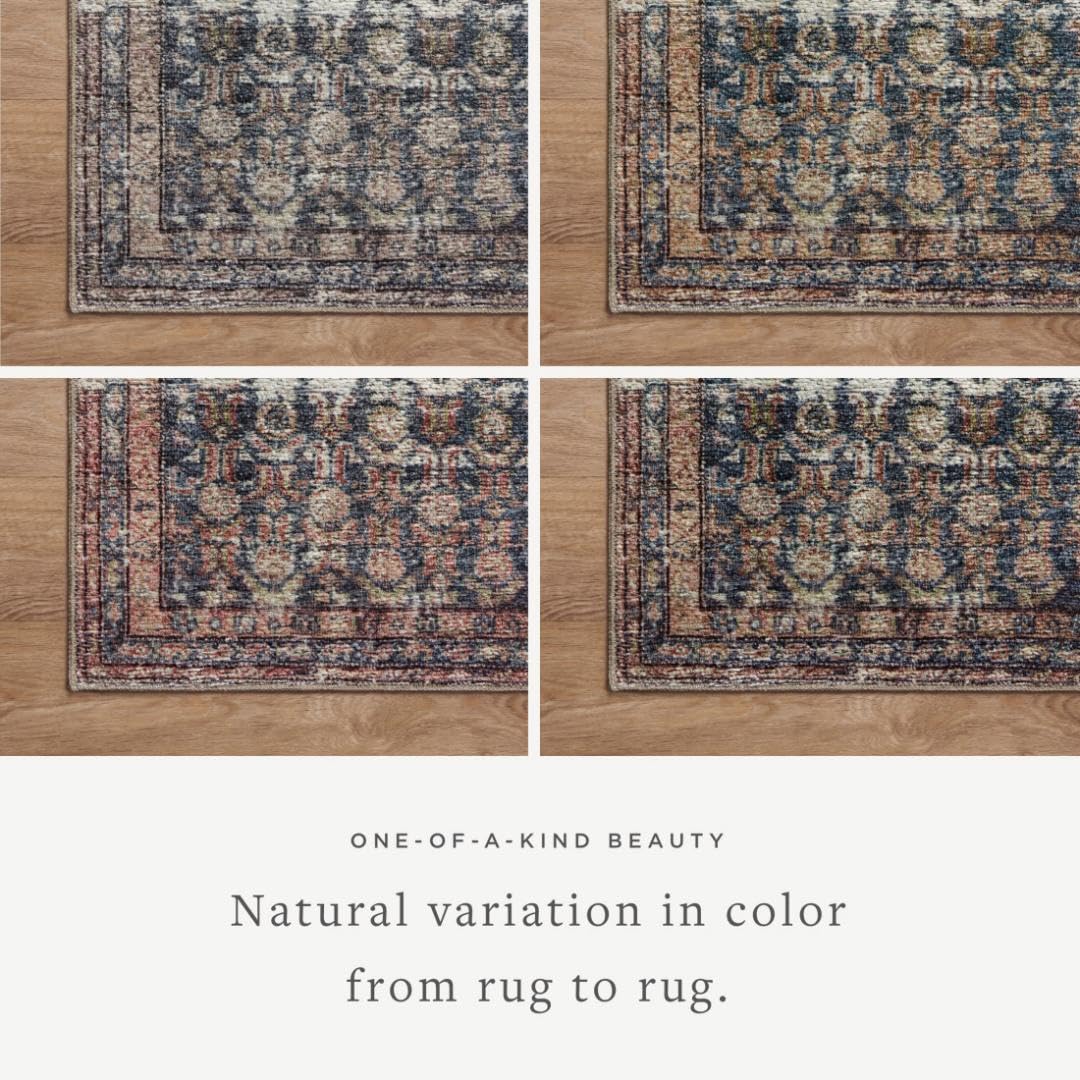 Loloi Amber Lewis Billie Collection, Ocean & Brick 8'-6" x 11'-6" Area Rug – Antique & Distressed Accent Rugs for Living Room, Bedroom, Entryway & Hallway, No Shed High Traffic Area Home Decor Rug
