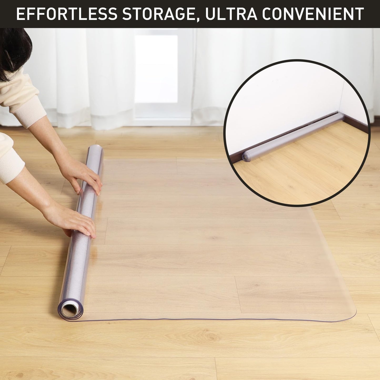 2'x20' Vinyl Runner Rug for Hallway, Clear Waterproof Kitchen Mat for Floor, Non-Slip Plastic Floor Mat for Entryway, Easy Clean Durable Area Mat for Bedroom, Laundry Room