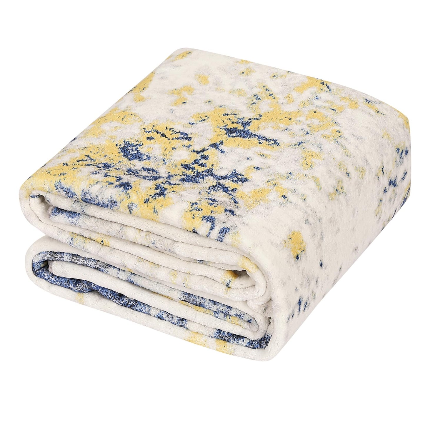 Abstract Modern Area Rug, 2x3 Washable Foldable Soft Rugs with Non-Slip Backing, Non-Shedding Floor Mat, Stain Resistant Carpet for Living Room Bedroom Dining Room Office, Yellow Blue