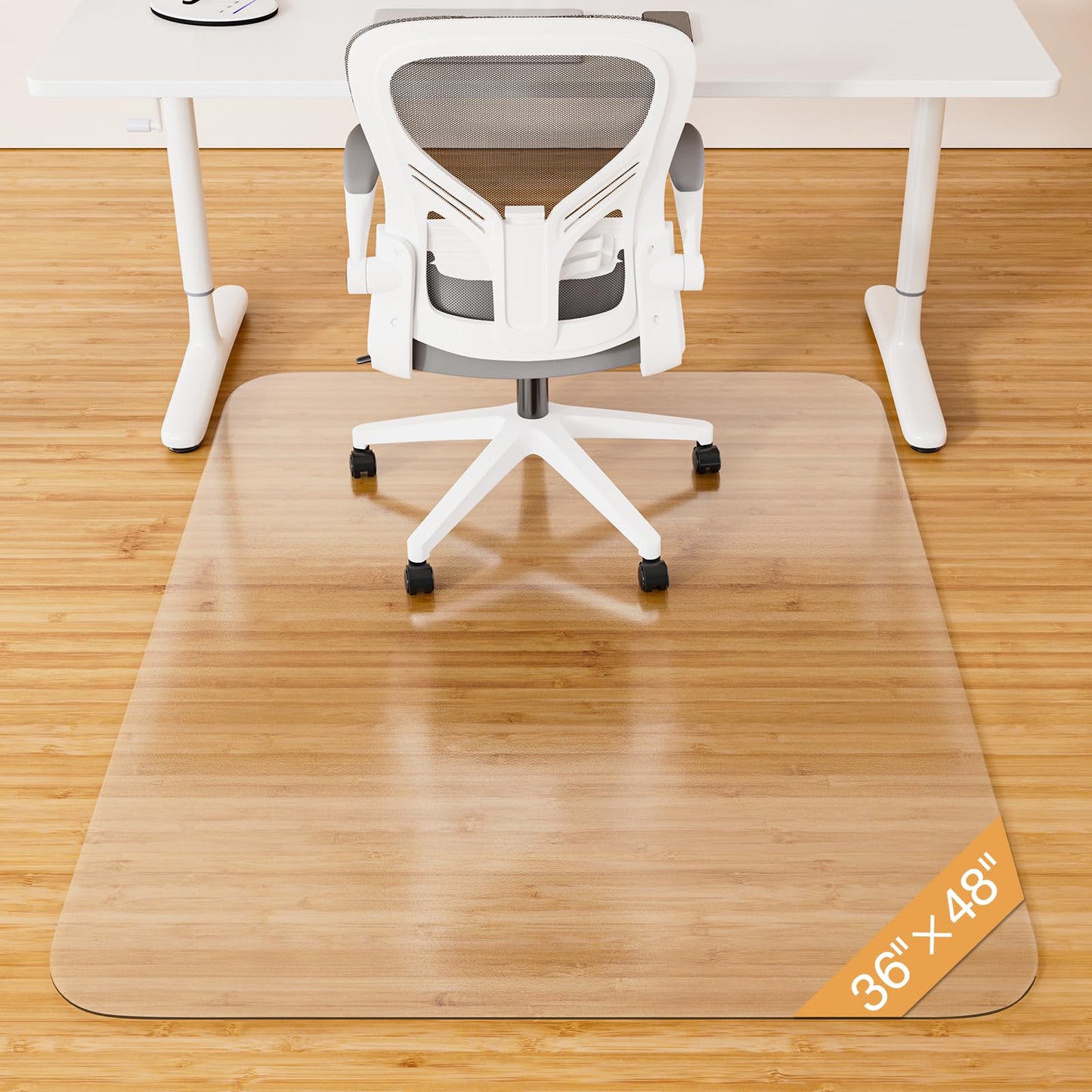 Office Chair Mat for Hardwood Floor, 36" x 48" Clear Plastic Desk Floor Protector, Heavy Duty Non-Slip Chair Mat for Rolling or Gaming Chairs, Durable Computer Mat for Home Office