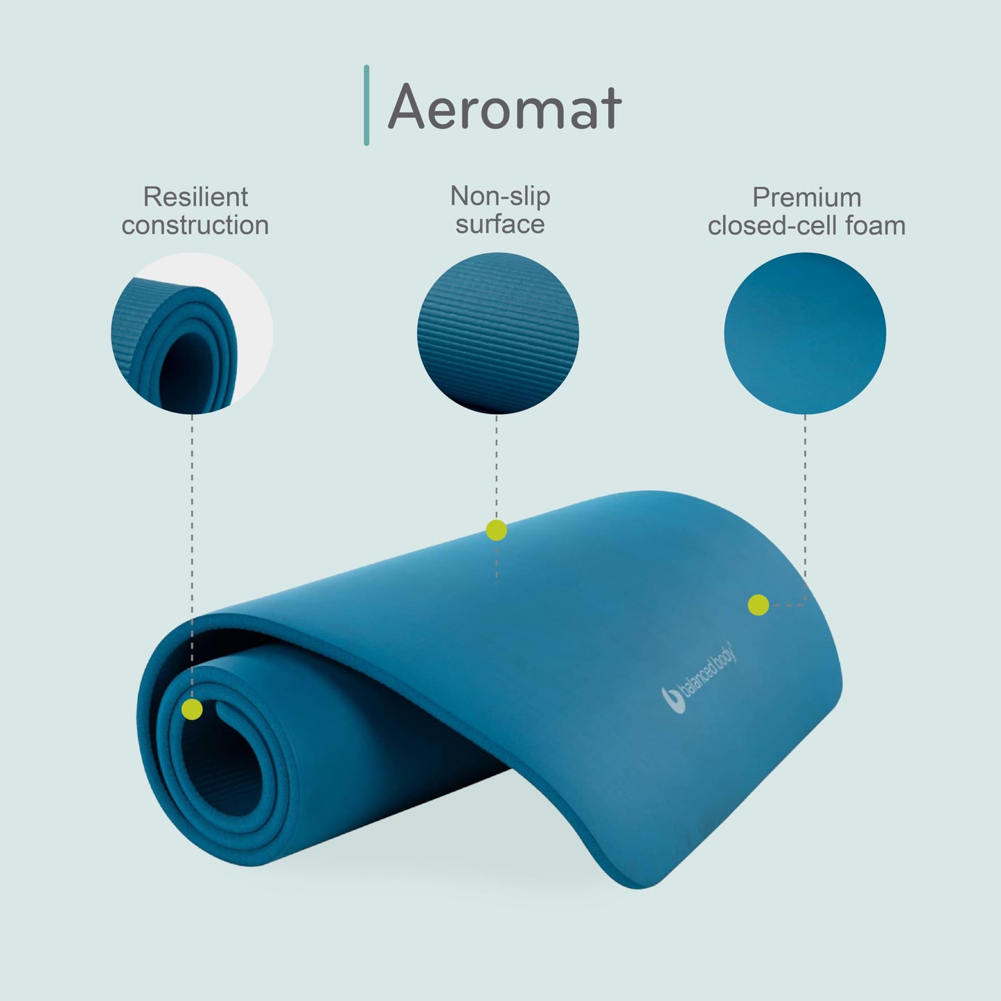 Balanced Body Aeromat Pilates and Yoga Mat for Floor Exercise, Extra-Thick Floor Workout Mat for Pilates or Yoga Exercises and Workouts, Studio or Home Gym Mat, Blue