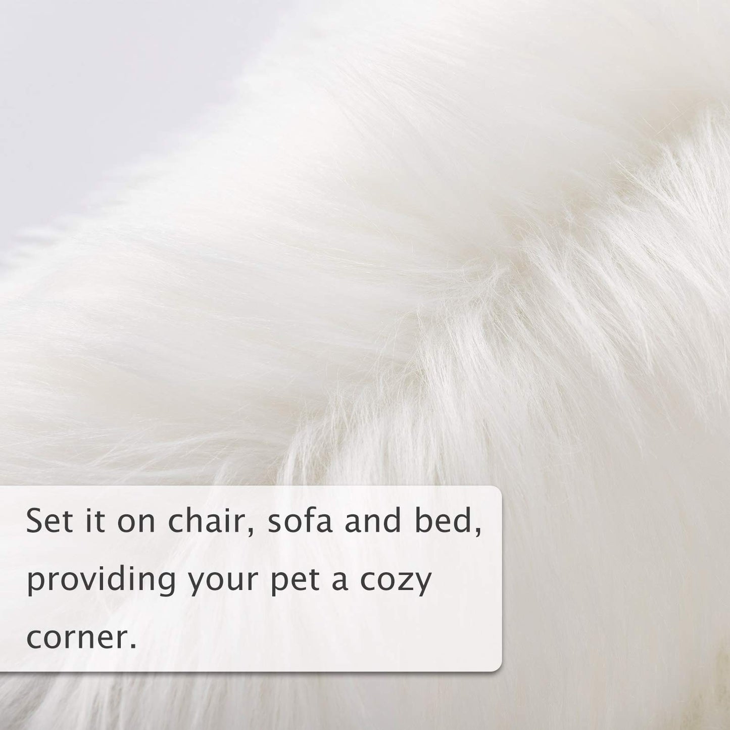 Asrug Soft Faux Fur Pet Bed Mat Plush and Fluffy Pet Pad Ultra Cozy Pet Throw Rug for Dogs Cats, White, 24 by 36 inches