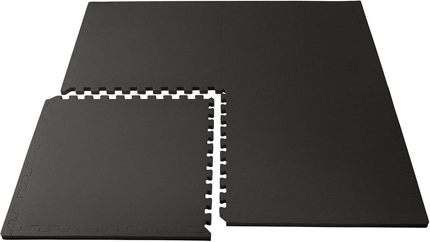 We Sell Mats 1" Thick Multipurpose Exercise Floor Mat with EVA Foam, Interlocking Tiles, Anti-Fatigue for Home, or Gym, 24 in x 24 in