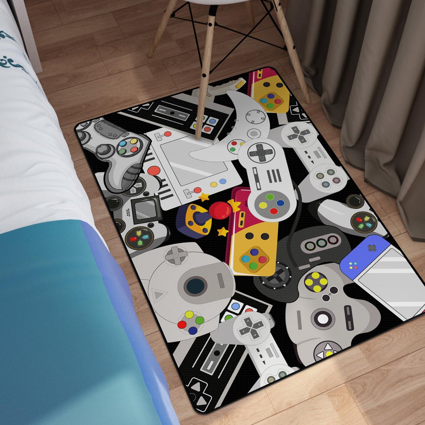 Lacut Game Rug Teen Boys Carpet with Game Controller Decoration, 3D Gaming Rugs for Boy’s Bedroom Living Room Playroom, Non-Slip Gamer Carpet Children Gaming Area Rugs (60" x 40")