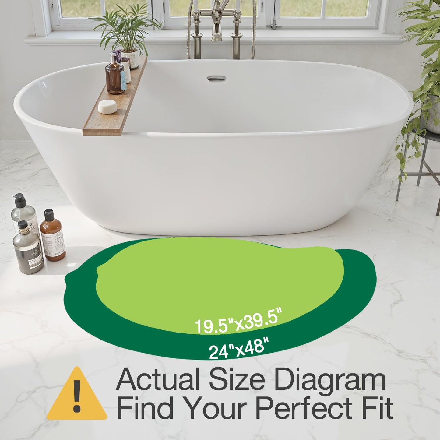 LUMI Cute Bathroom Rugs with Green Leaf Plant, Soft, Fluffy, Plush, Absorbent, Quick Dry, Non Slip, Machine Washable for Shower Floor, Bathroom, Bedroom,Kids Room, 19.5"x39.5", Palm Leaf