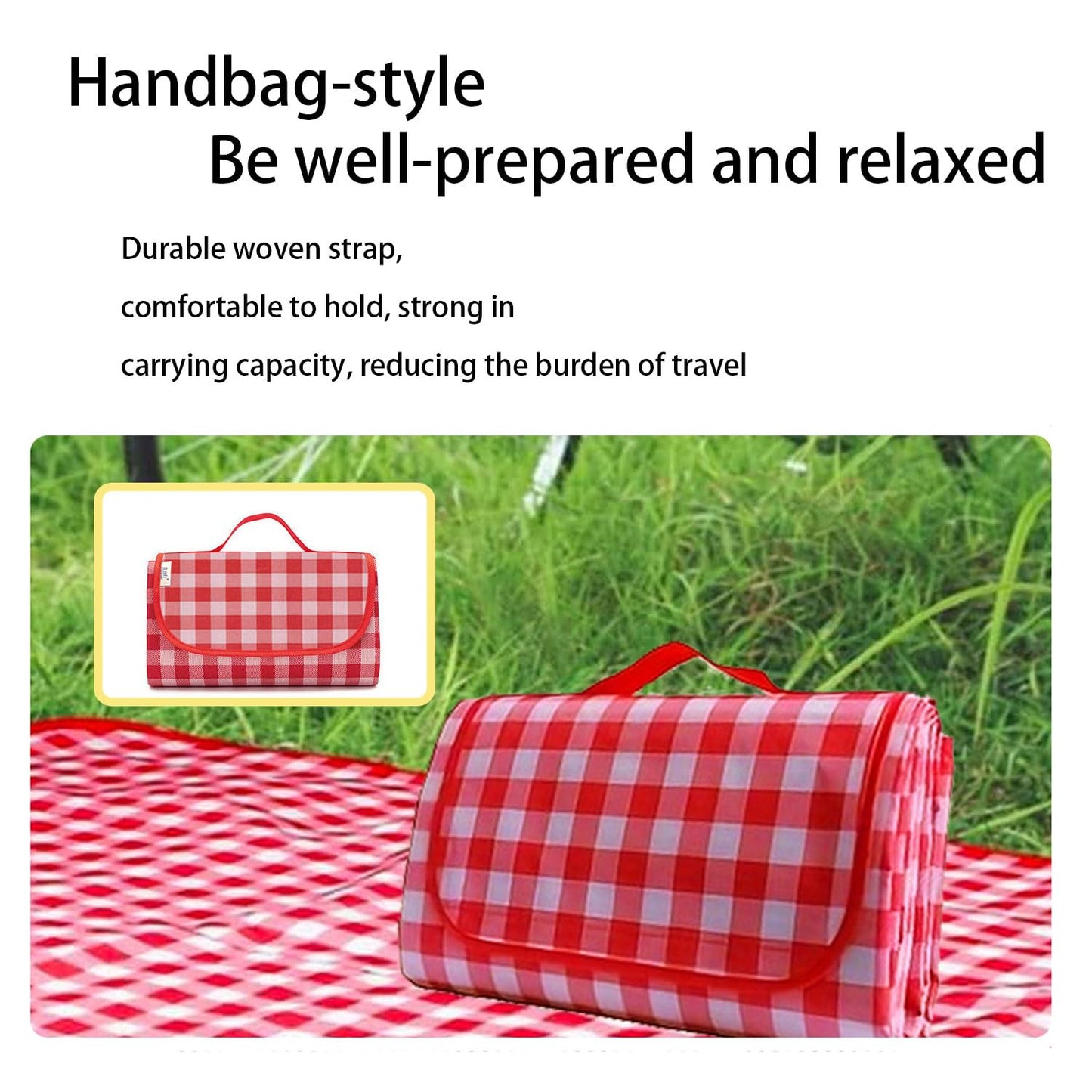 EIYNIY Large Picnic Blanket Waterproof and Sand Proof -59x39 inch Large Outdoor Beach Mat, Portable Foldable Blanket, Suitable for Camping, Parks, Families, Adults, Children, and Pets (Red-M)