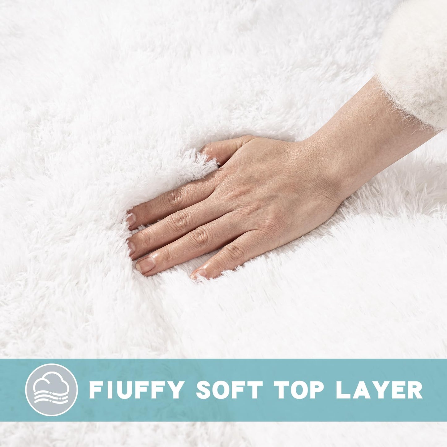 AAFKK 4x6 Area Rug for Bedroom, White Rugs for Living Room Nursery Kids Room Dorm Home Decor Aesthetic, Fluffy Shaggy Rug with 4 Anti-Slip Carpet Tapes