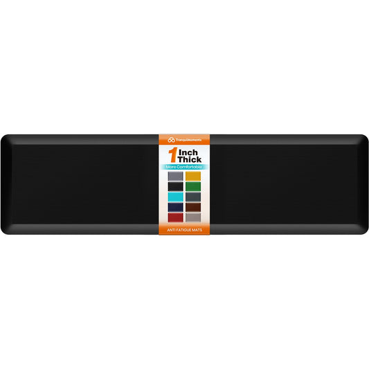 TranquilMoments Kitchen Mats for Floor, 1 Inch Extra-Thick Kitchen Rugs, Non-Slip & Waterproof Standing Desk Mat, Comfort Anti Fatigue Mats for Kitchen Floor, Home, Sink, Office (20" X 72", Black)