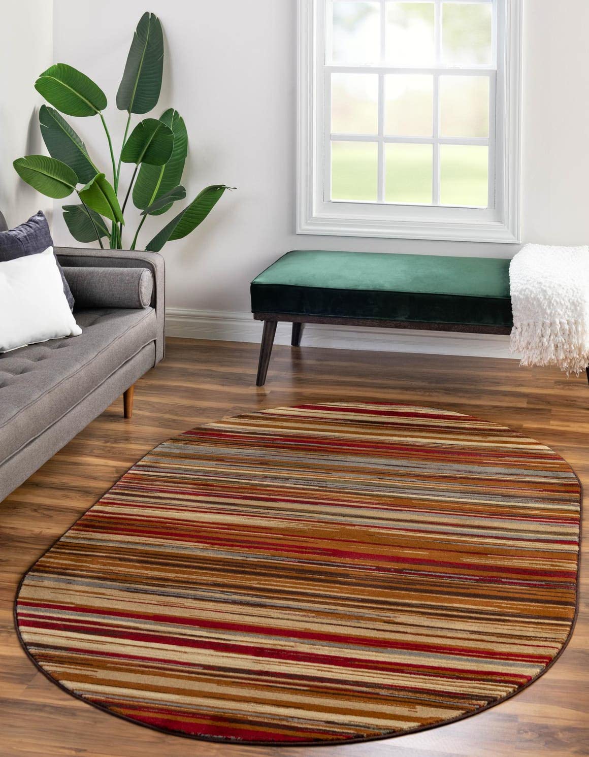 Unique Loom Barista Collection Area Rug - Icatu (4' 1" x 6' 1" Oval, Beige/Brown)