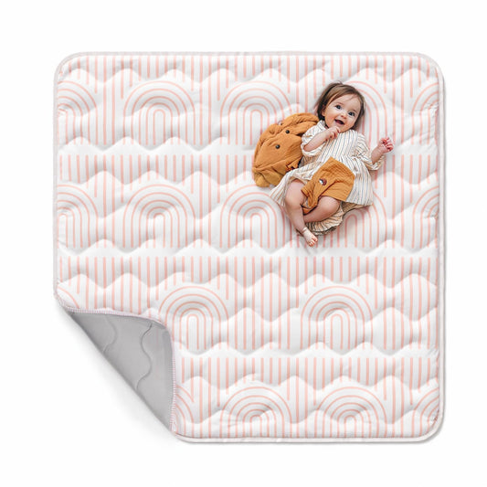 Mallify Baby Play Mat for Floor, 50"x50" Playpen Mat, 1.1" Thick Foam Playmat for Tummy Time, Non-Slip Crawling Mat for Babies and Toddlers, Infants, Pink