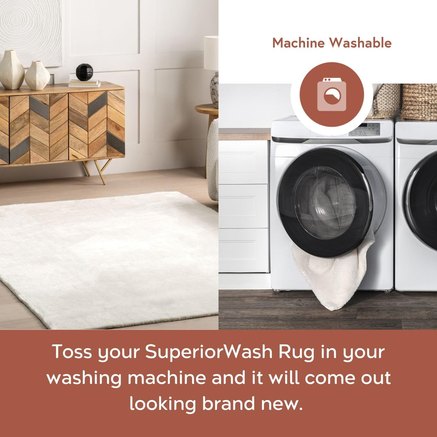 nuLOOM 3' x 5' Cozy Plush SuperiorWash Area Rug, Machine Washable, Non-Slip, Soft Fluffy Shag Carpet for Living Room Bedroom Kids Room Nursery Home Decor, Loni White