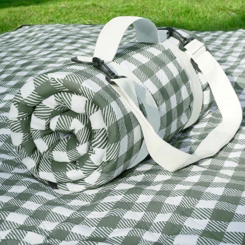 AIMLYXEE 80"x 83" Extra Large Picnic Blanket Waterproof Sandproof, Foldable Outdoor Mat with Premium Canvas Strap for Beach