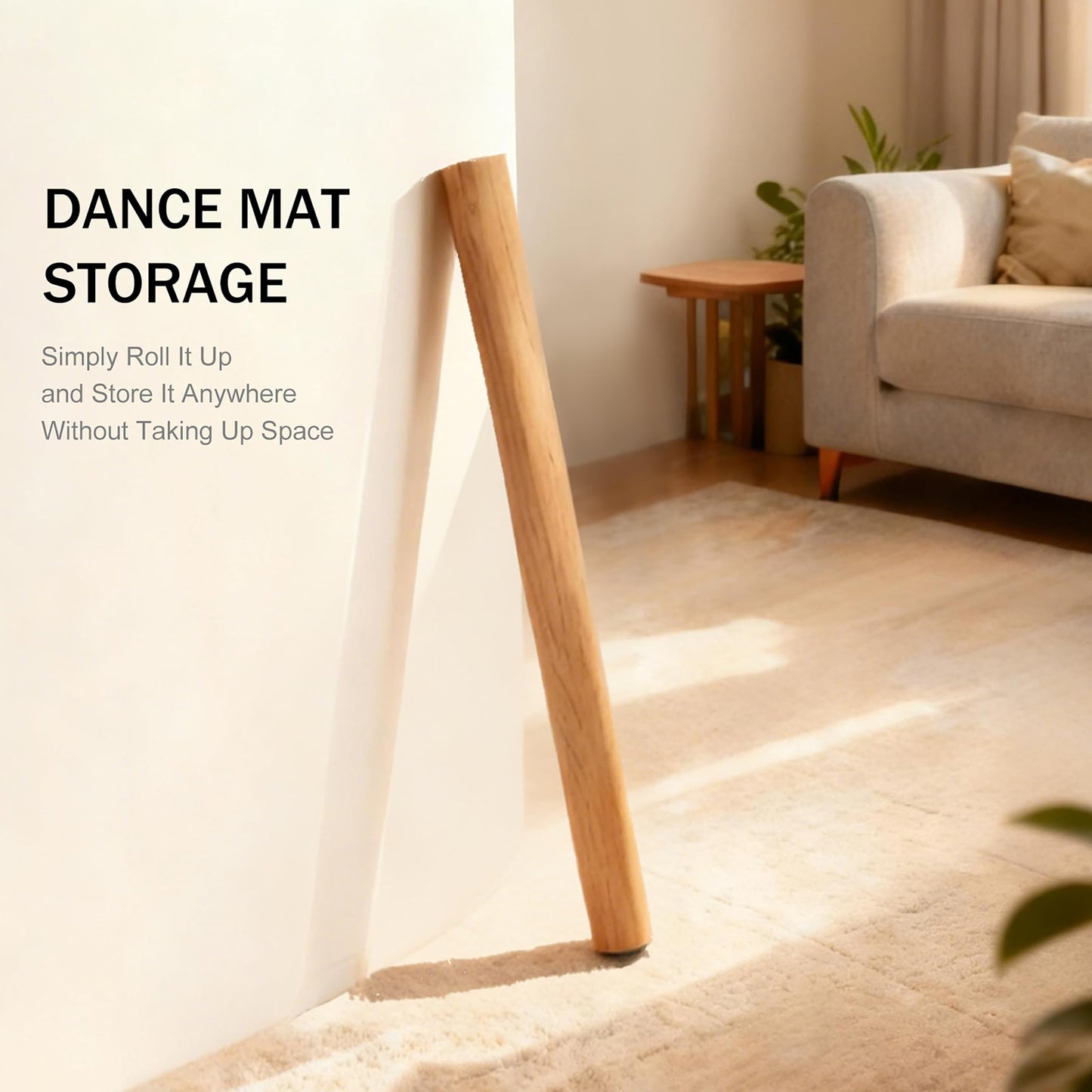 Portable Gsmmatwin Dance Floor Mat, Wood-Patterned, 3.3 x 5.9ft Durable Non-Slip PVC, 5mm Exercise Flooring, Suitable for Kids, Teens & Adults, Great for Home, Studio, or Practice