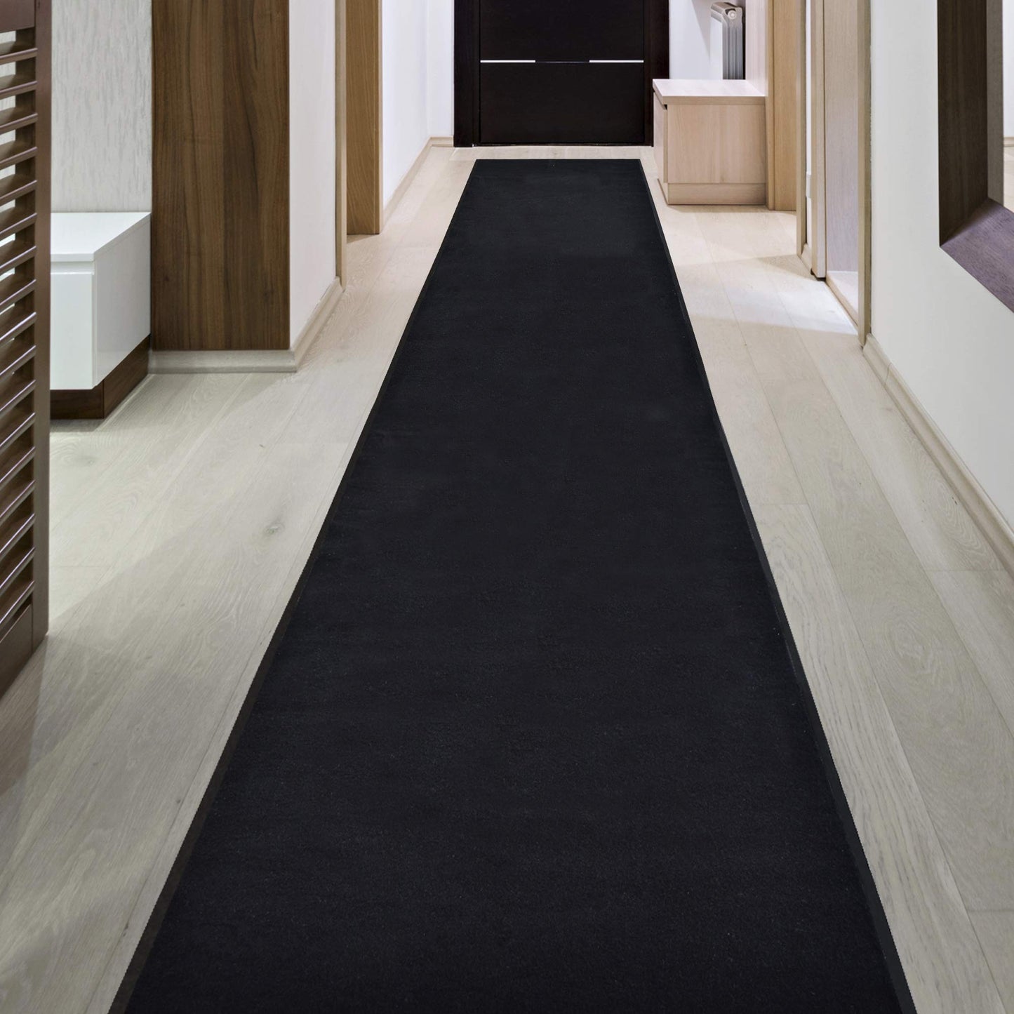 iCustomRug Heavy Duty Interior/Exterior Waterproof Utility Plush Pile Vinyl Back Runner,Mats,Area Rug, Non-Slip, for Doorway, Hallway, Commercial or Residential Use 4' X 8' Black