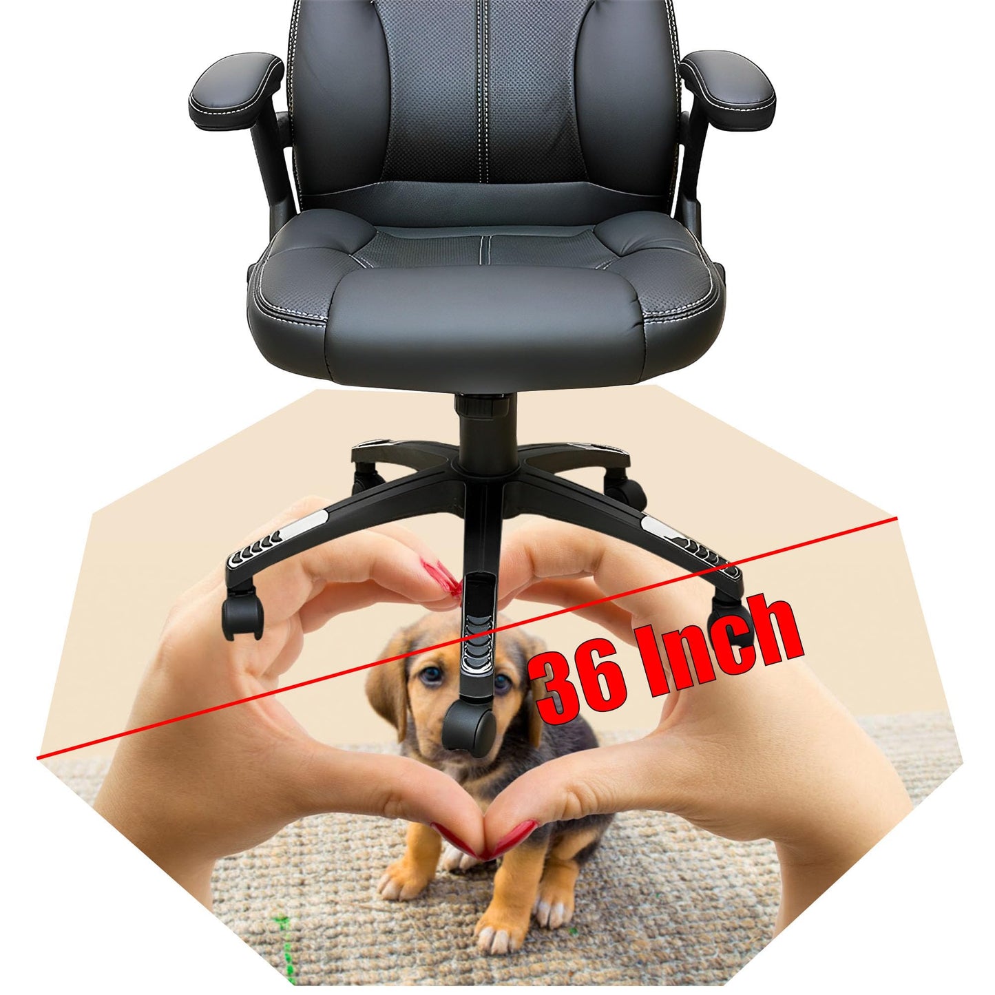 Personalized Octagonal 36 Inch Chair Mat - Design Your Own Photo Text Logo, Custom Octagonal Chair Mats, Multi-Purpose Chair Carpets, Black