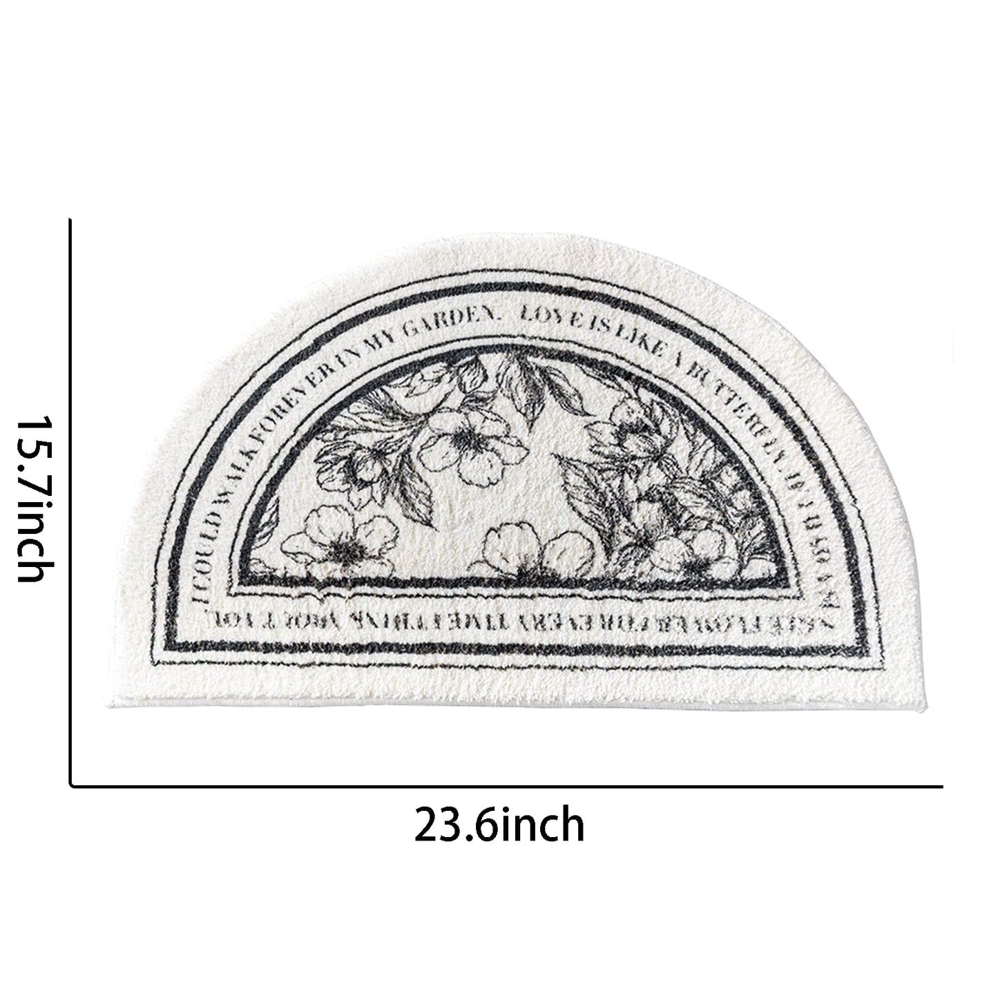 Qusmeiyici Bathroom Rugs Half Circle Bath Mat&Retro Rug Half Round Bath Rug for Bedroom Small Carpet Home Decor Non-Slip Semi Round Shower Rug 23.6X15.7inch