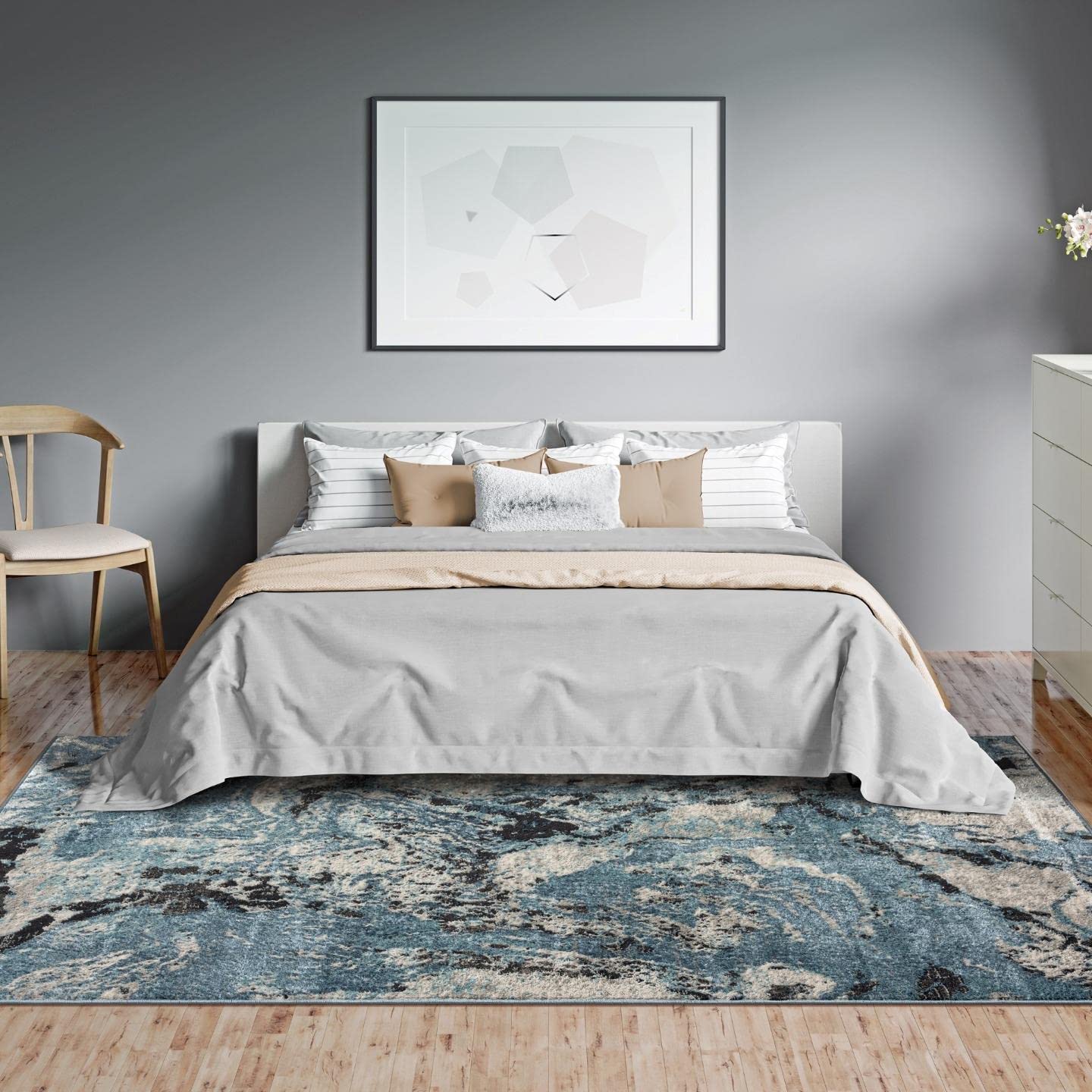 LUXE WEAVERS Abstract Marble Swirl Blue 6x9 Area Rug