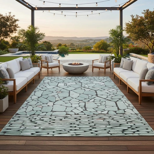 Fresh Vibrant Light Grey Stone Texture Outdoor Area Rug 2x3 for Balcony Garden Porch Patio Machine Washable No Slip Durable Large Carpet in Front Yard Backyard Veranda Natural Unique Aesthetic Rugs
