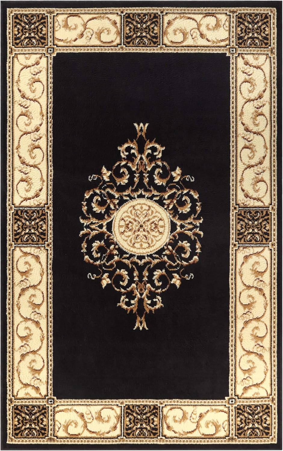 Superior Indoor Area Rug, Floral Medallion Design, 4'x6', Coffee