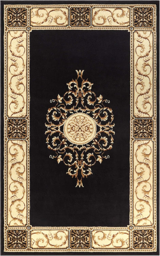 Superior Indoor Area Rug, Floral Medallion Design, 4'x6', Coffee