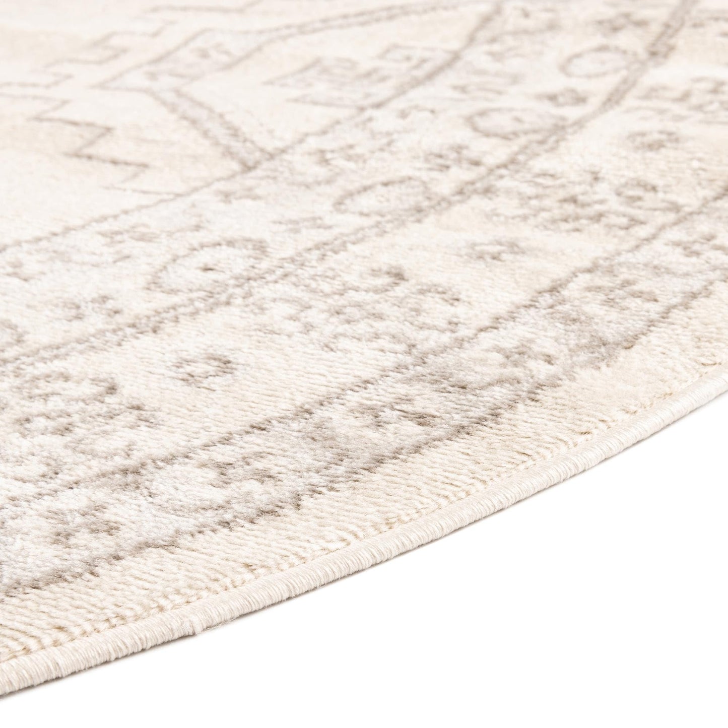 Rugs.com - Charlotte Rug – 5' 3 x 8' Oval Ivory Stain-Resistant Easy-Clean Rug – Rustic Old World Geometric Design for Living Rooms, Bedrooms, and Dining Rooms