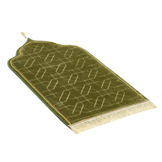 RLoncomix Muslim Prayer Mat for Ramadan Gifts - Thick Prayer Rug Sajadah for Kids Men Women Soft Islamic Prayer Rugs for Eid Travel Ramadan, Green
