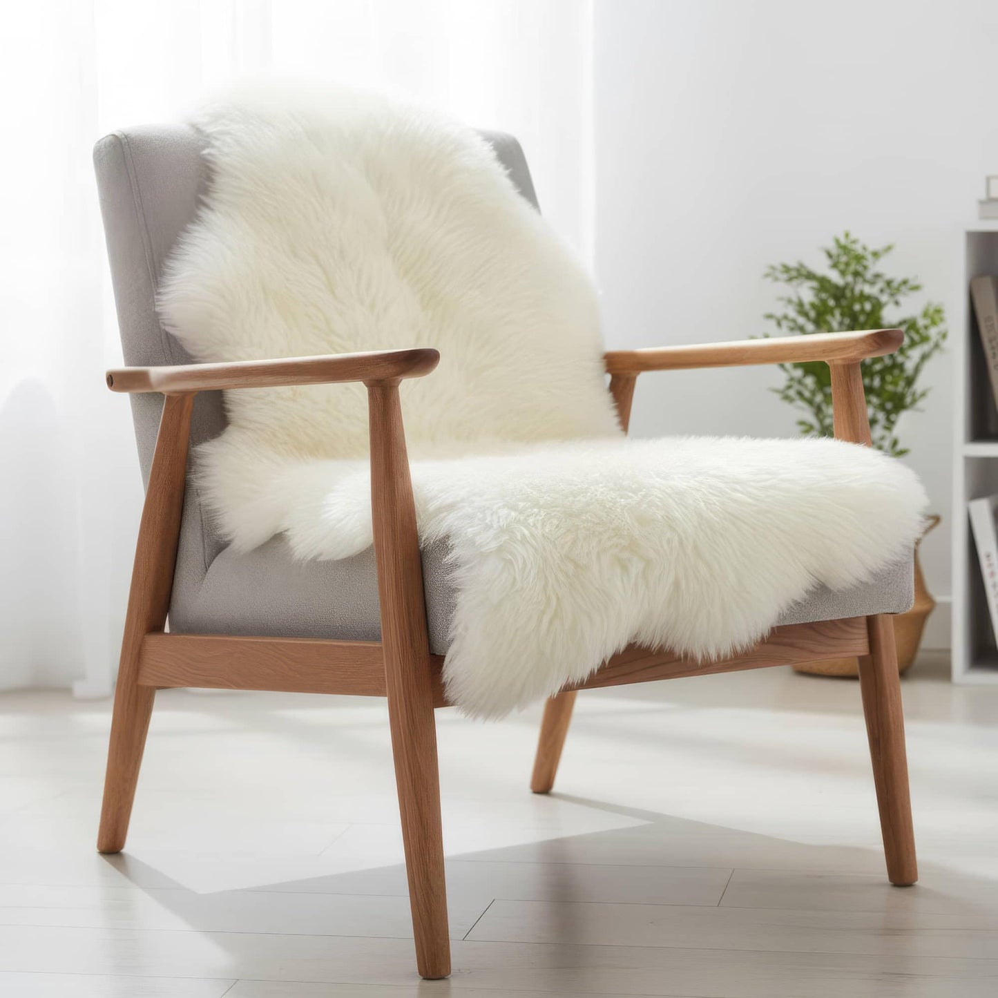 Premium Genuine Fur Sheepskin Rug - Real N.Z. 100% Sheepskin Natural Luxury Fluffy Lambskin Fur Area Rug - Seat Cover for Sofa Chair and Bedroom - 2' W x 3'L - Natural Creamy White Wool