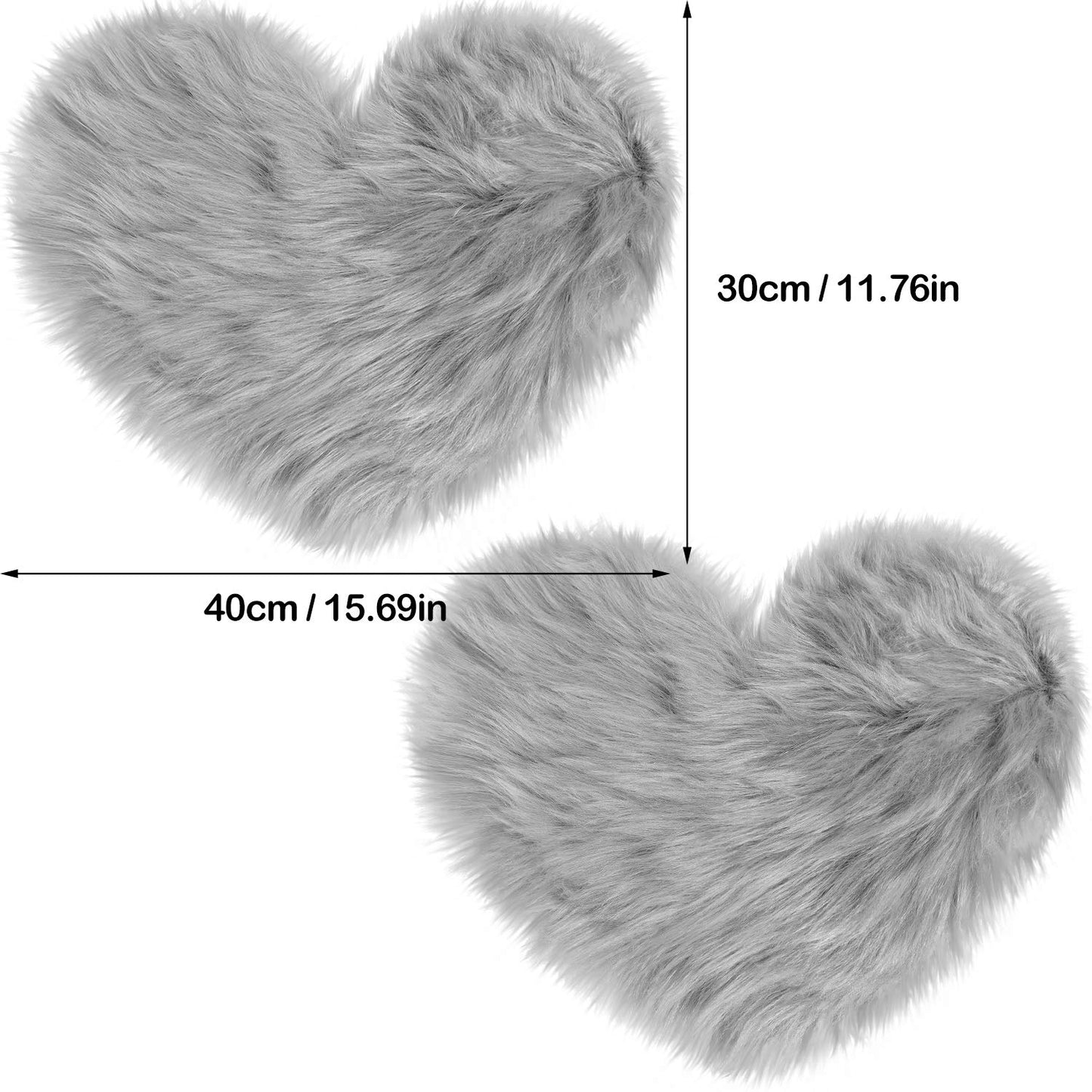 Mudder Heart Shaped Faux Fur Rug, Fluffy Photo Background Props for Product Photography, Nail Art, Jewelry Display, Decorative Soft Rugs for Bedroom, Home, 12 x 16 Inch(Gray)