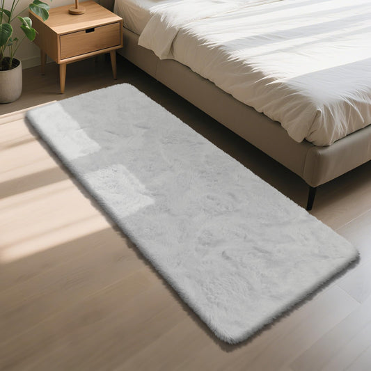 Soft Runner Rugs for Bedroom, White 2x6 Area Rugs Fluffy Rug Shag Area Rug Carpet, Bedside Rug for Living Room Bedroom Room Home Decor