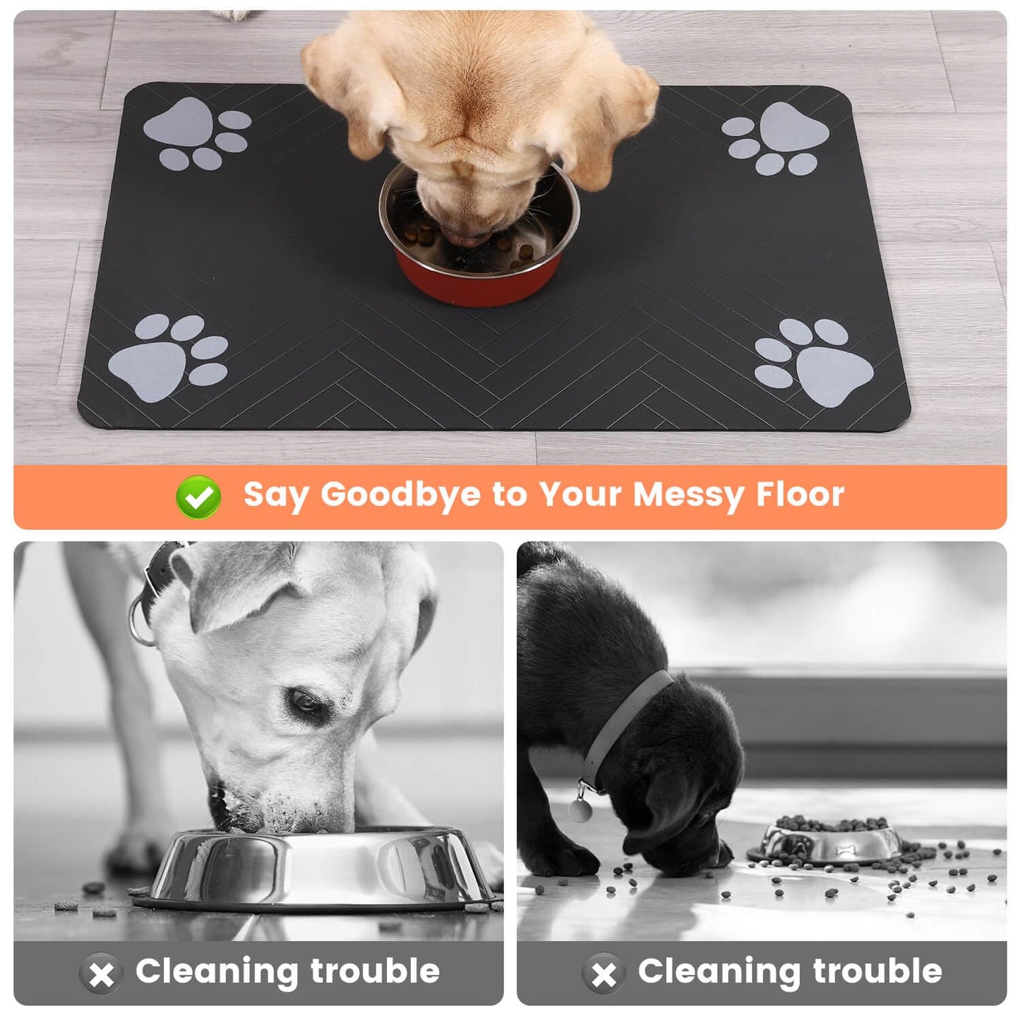 Pet Feeding Mat-Absorbent Pet Placemat for Food and Water Bowl, with Waterproof Rubber Backing, Quick Dry Water Dispenser Mat for Dog and Cat (20"x12", Beige)