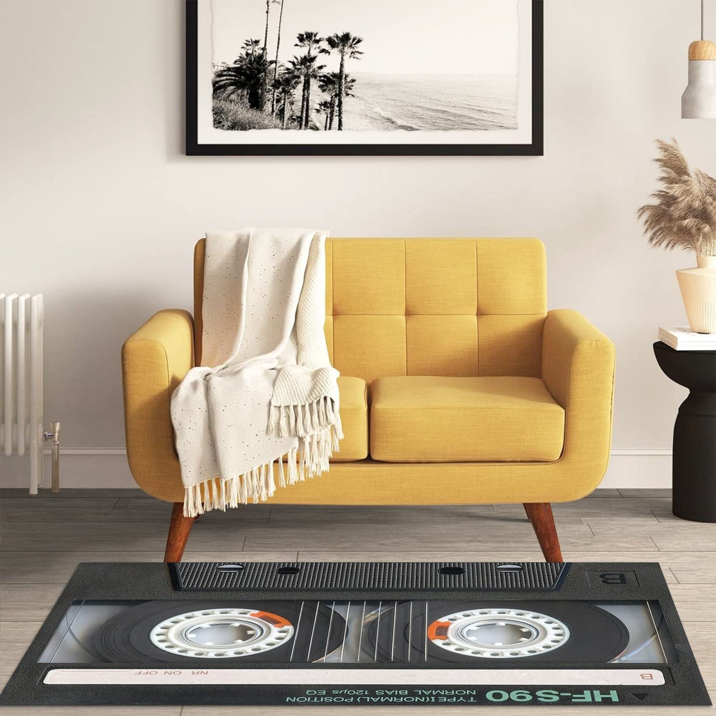 GUBIYU Black Retro Music Decor Rug for Bedroom Living Room Classroom Study Playing Non-Slip Floor Mat Carpet Cool Rug Music Room Decor for Men Bedroom Aesthetic 23.6"x59"