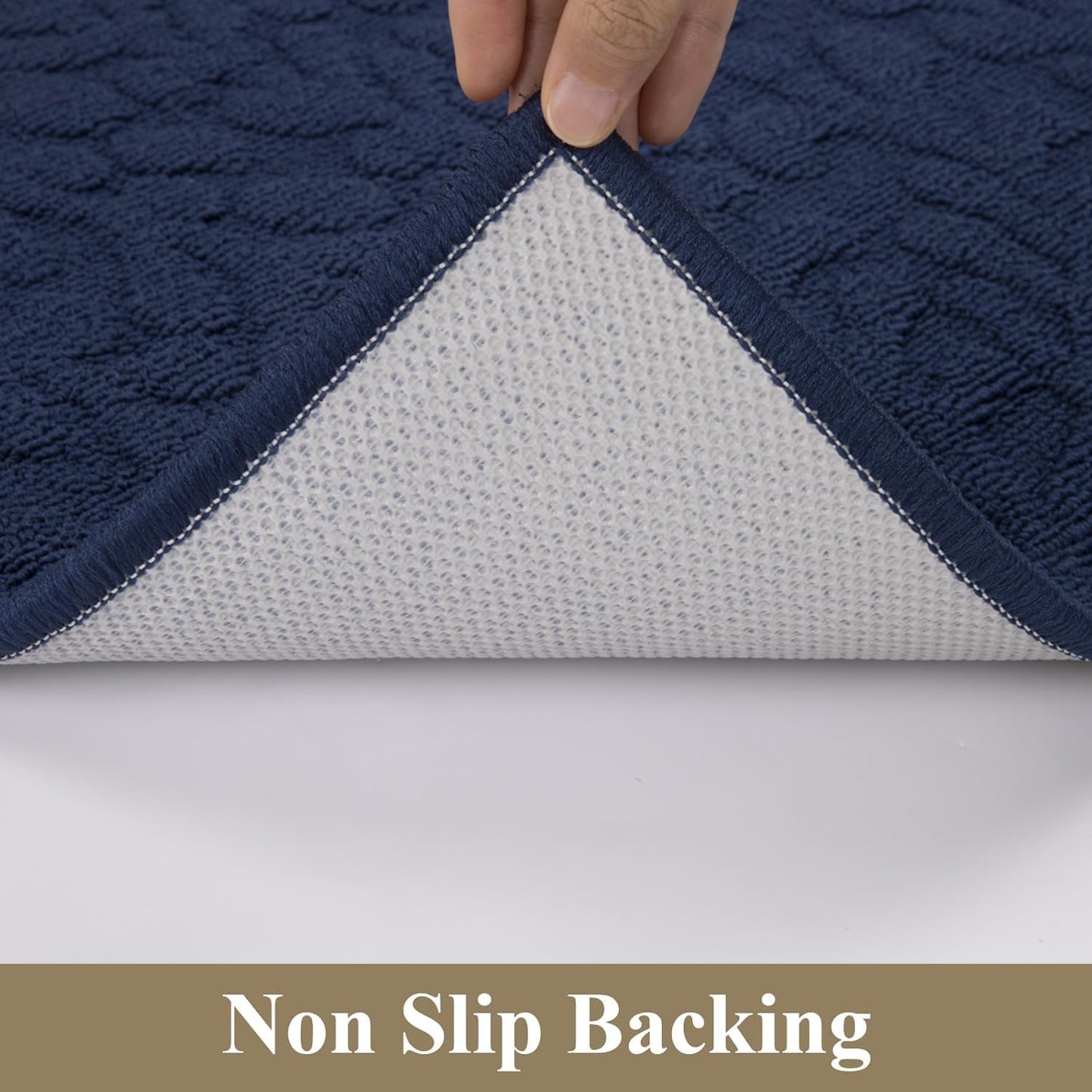 SHACOS Kitchen Rugs Sets of 3 Non Slip Polypropylene Low Pile Absorbent Resist Dirt Washable Kitchen Floor Mat 3 Piece for Entryway, Hallway, Front of Sink, Blue