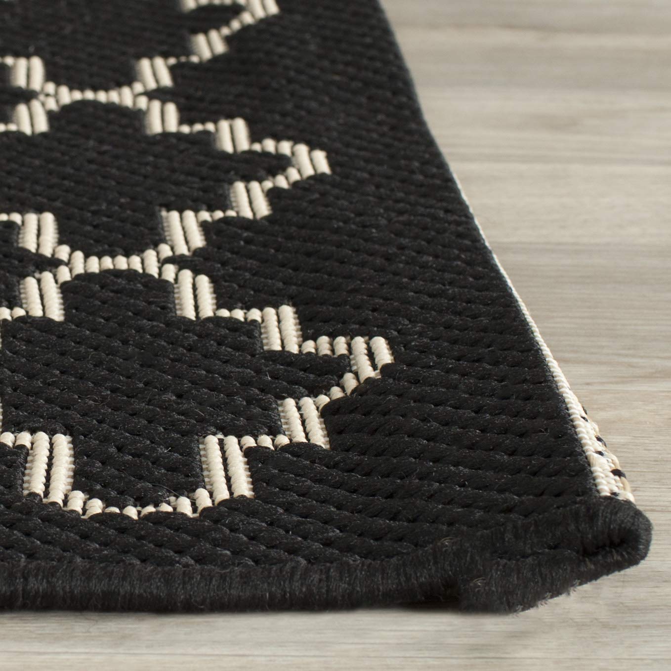 SAFAVIEH Washable Rug Outdoor Courtyard Collection - 2'3" x 6'7" Runner, Black & Beige, Non-Shedding & Easy Cleaning, Ideal for Patio, Entryway, Mudroom, Hallway, Kitchen (CY6919-226)