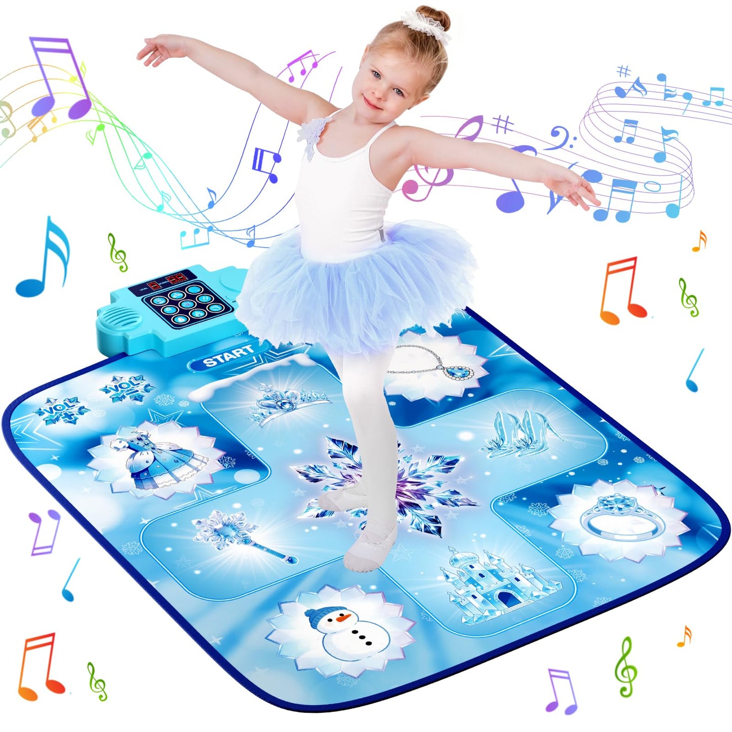 LZFYMXOK Dance Mat for Girls–Electronic Dance Game Toy Pad with 8 Challenge Levels, 3 Modes & LED Score Display, Frozen Toys for Girls Rhythm Step Play Mat, 2026 Birthday Gifts for Ages 3-12