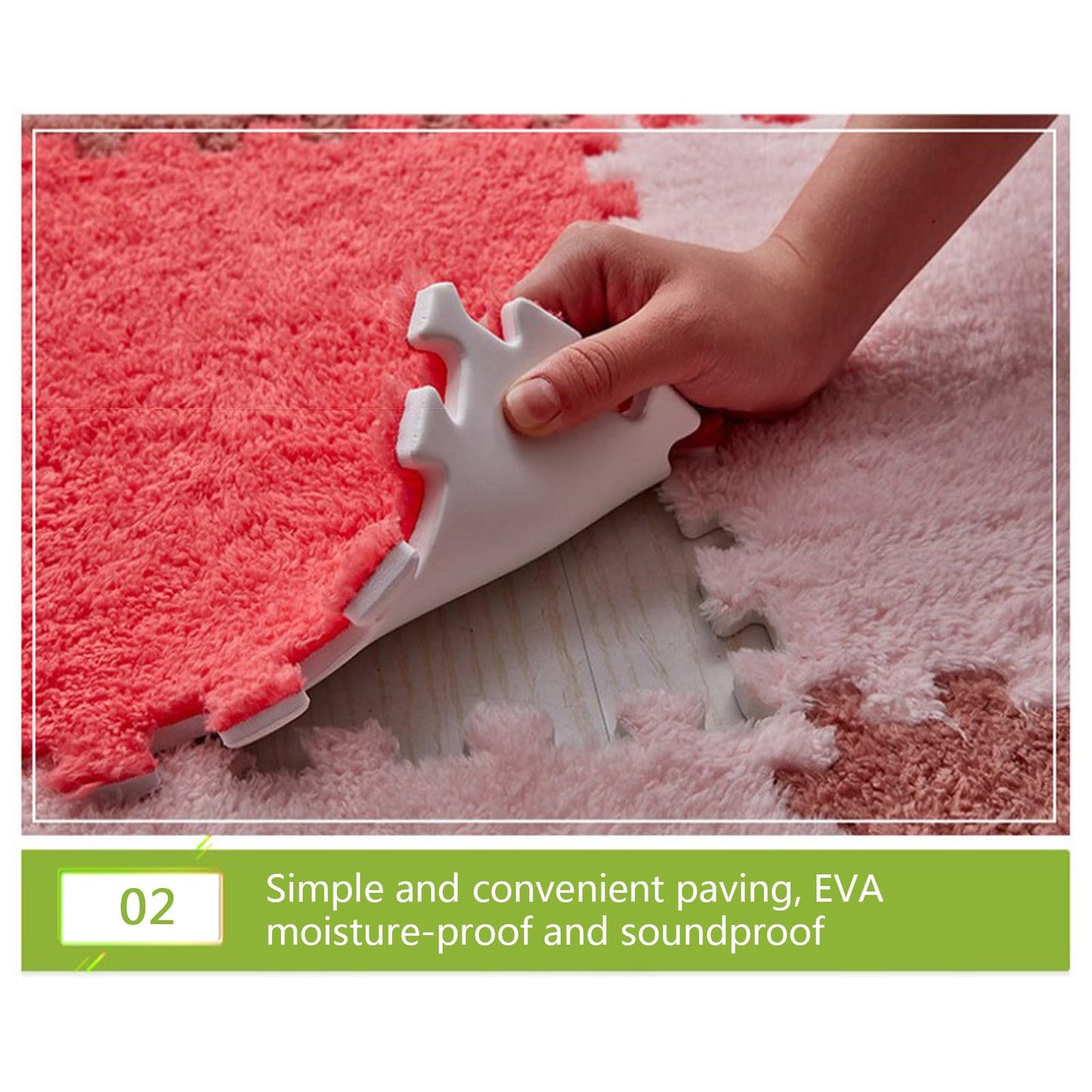10pcs Plush Puzzle Foam Floor Mat,Soft Fluffy Interlocking Square Foam Tiles Area Rugs Carpet for Parlor Bedroom Decor
