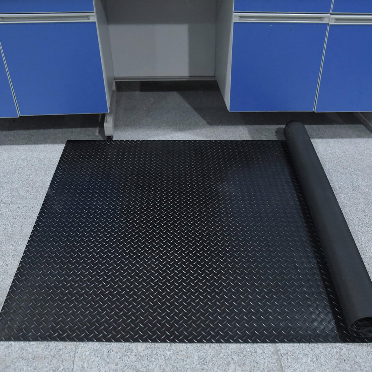 OranLite 4' x 10' Feet Non-Slip Garage Floor Mat, 1-Piece Durable Rubber Flooring Roll, Cuttable Floor Protector Mat for Parking Lots, Gym, Warehouse, Basement Trailer (4' x 10' Ft)