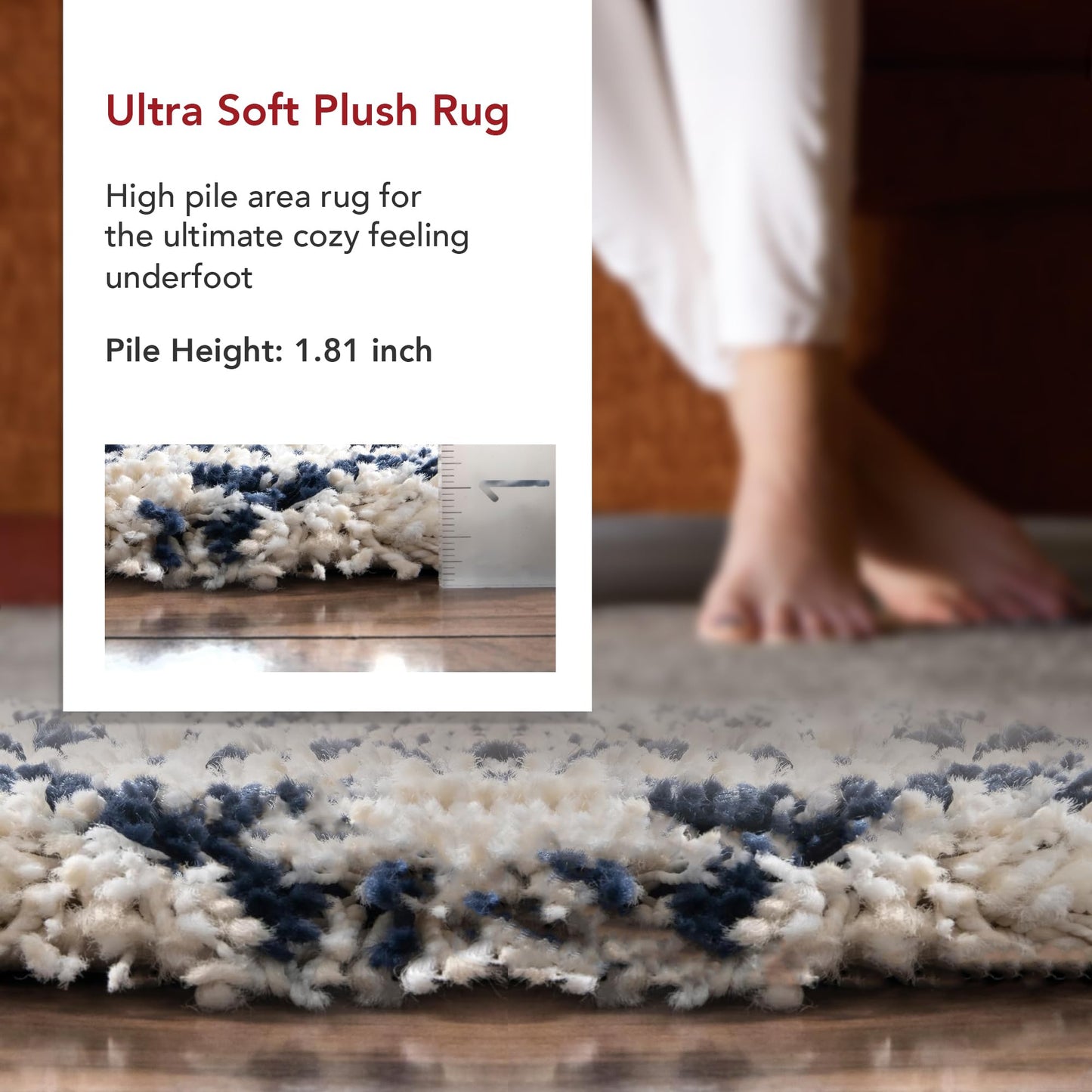nuLOOM Cuellar Chevron Shag Area Rug, 4x6, Navy