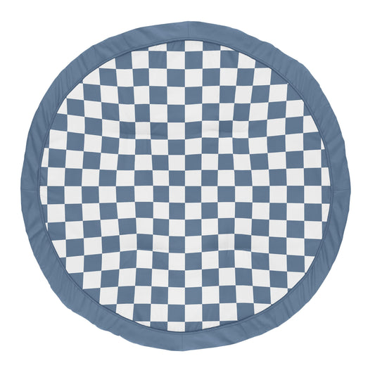Sweet Jojo Designs Baby Play Mat (Blue Gingham Checkered Plaid) for Boys, Infant, Toddler Tummy Time Activity Floor Playmat (Vintage, Classic Checkerboard, Geometric, Minimalist, Retro, Slate & Steel)