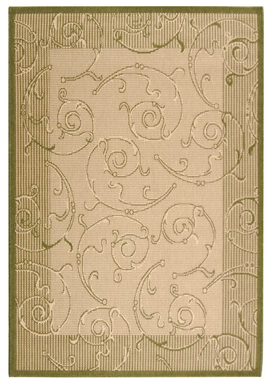 SAFAVIEH Washable Rug Outdoor Courtyard Collection - 2'7" x 5', Natural & Olive, Non-Shedding & Easy Cleaning, Ideal for Patio, Backyard, Mudroom (CY2665-1E01)