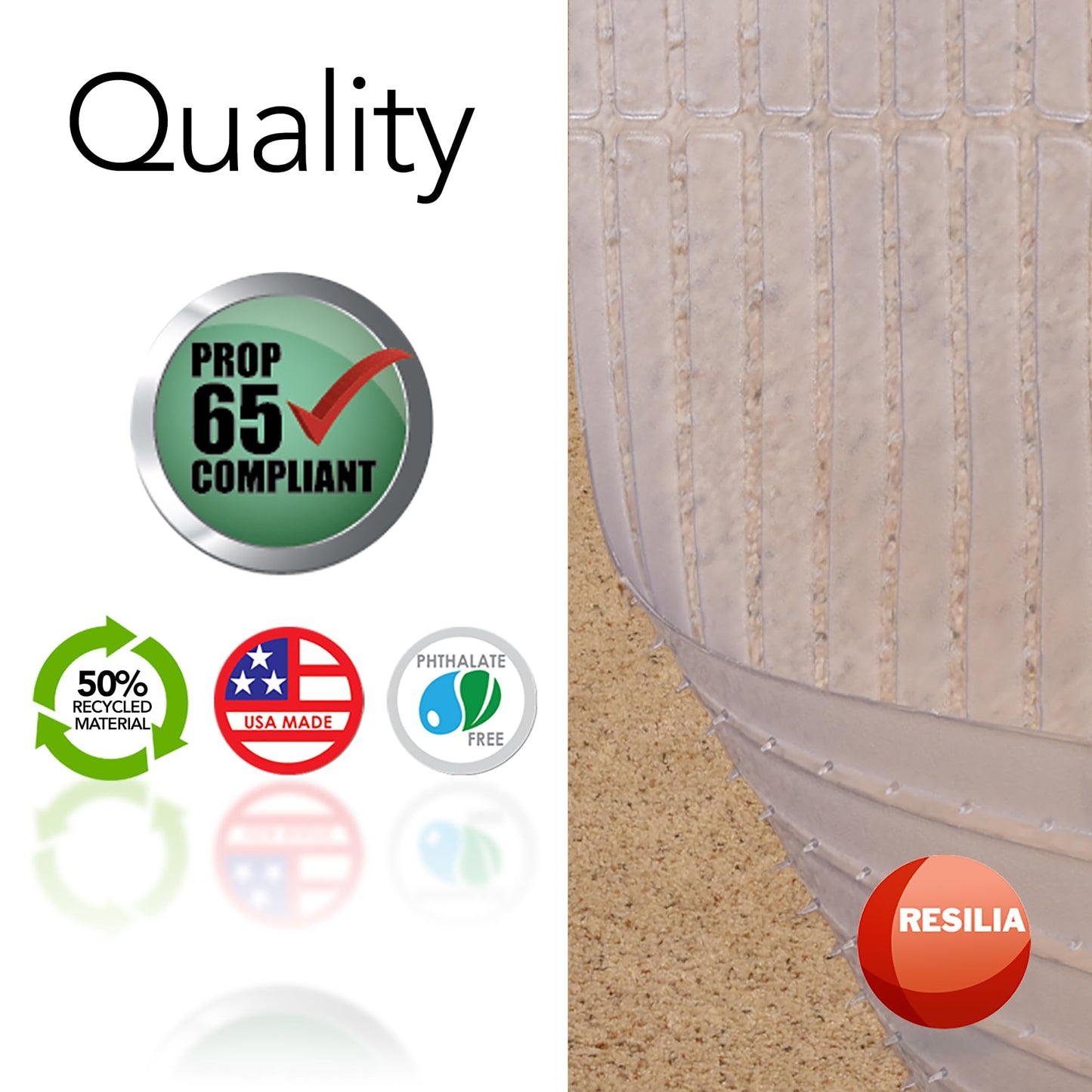 RESILIA Deep-Pile Carpet Runner - Plastic Vinyl Carpet & Rug Protector, Waterproof Clear Vinyl Floor Runners, 27 Inches Wide x 12 Feet Long, Made in The USA