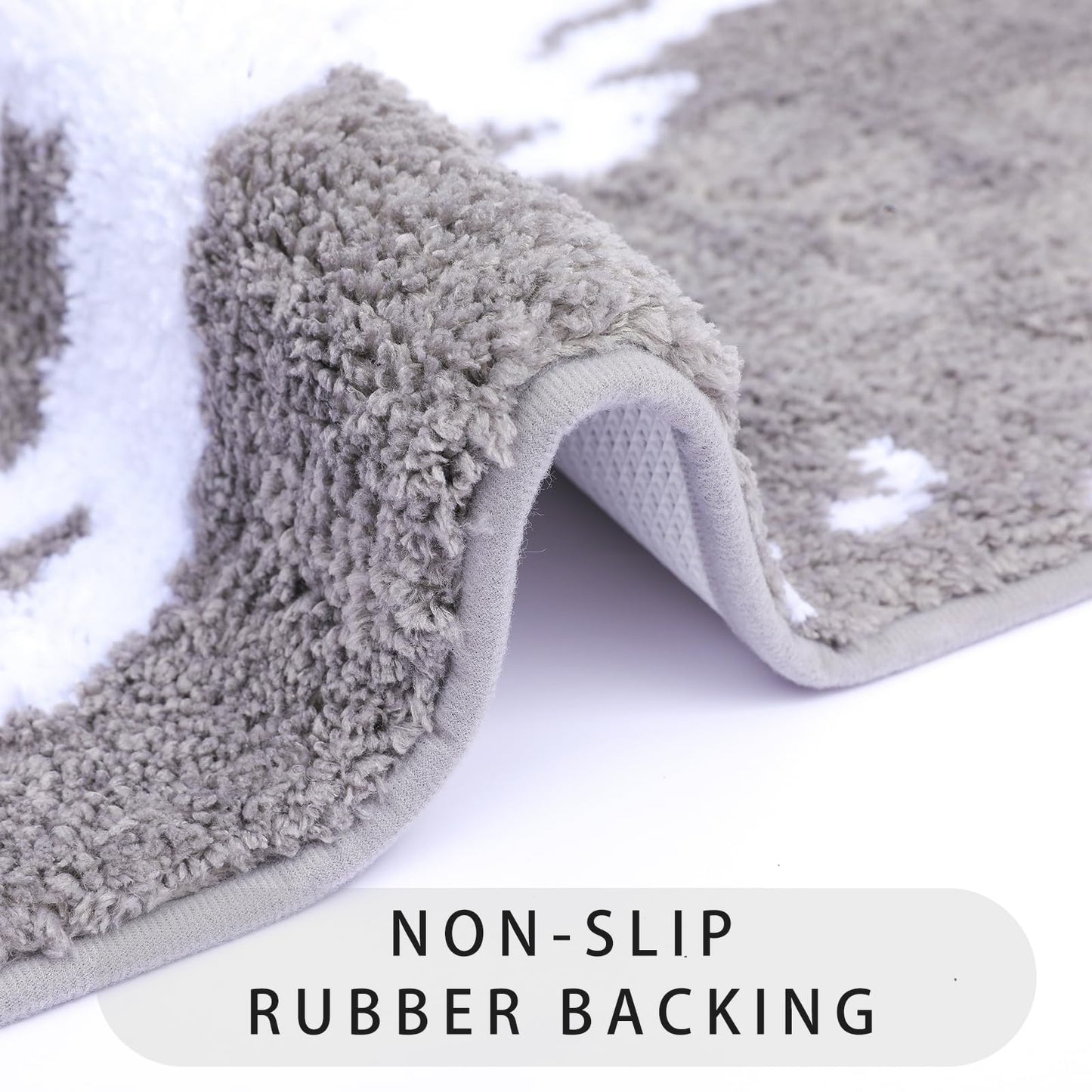 Royannie Bath Rug Mat 20"x32",Non Slip Indoor Mat Rubber Backing,Soft Absorbent Microfiber Rug Machine Washable,Modern Grey White Marble Doormats for Bathroom Entryway Kitchen Bedroom