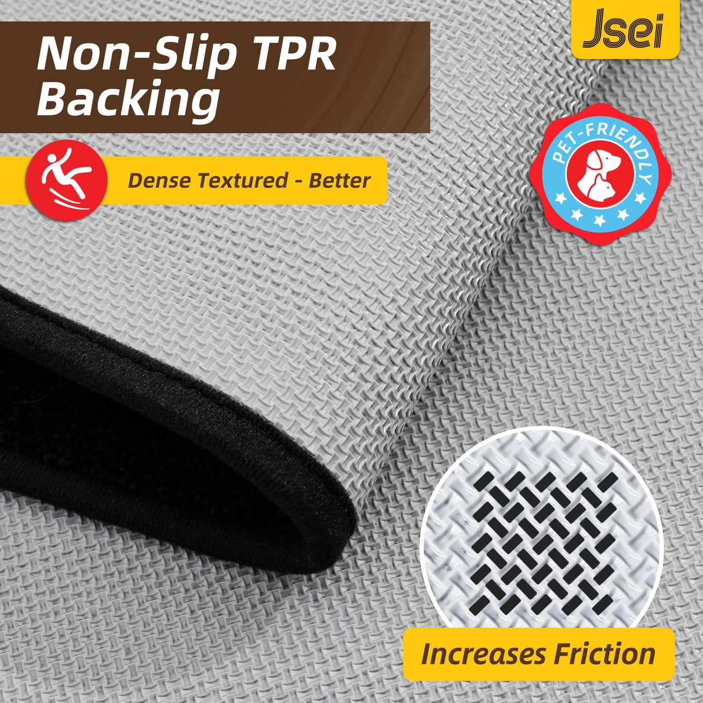 JSEI Door Mat for Entrance, Washable Low Profile Doormat for Front Door & Back Door, Absorbent Entryway Rugs with TPR Non-Slip Backing for Wet Shoes & Dirty Paws, 24" x 36", Black