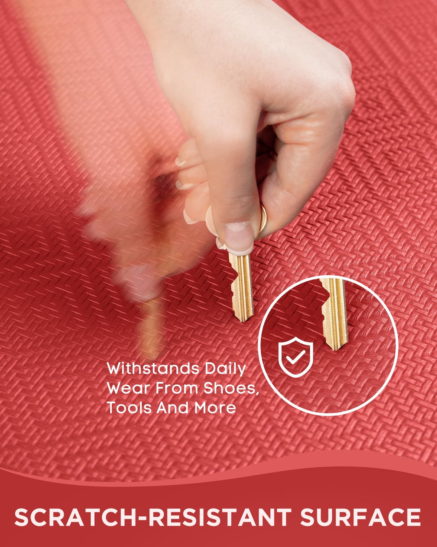 Ophanie Kitchen Mats for Floor, 3/4 Inch Thick Kitchen Rugs, 20''x32'' Anti Fatigue Standing Cushioned Mat, Waterproof,Comfort Ergonomic Mat for Office, Home, Sink, Red Non-Slip Bottom