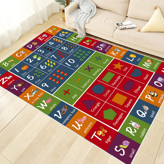 SAMESIEG ABC Educational Area Rug - Alphabets Numbers Fun Kids Game Rug Carpet - Cartoon Pattern Floor Mat Crawling Mat for Children's Room Playroom Bedroom Nursery