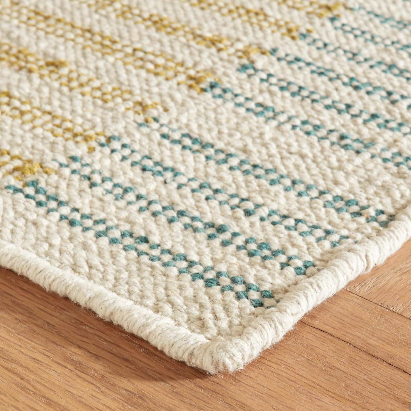 Dash & Albert Gemma Juniper Hand Loom Knotted Cotton Rug, 3 X 5 Feet, Multi Geometric Pattern - Premium Luxury Hotel Quality Soft Breathable Hypoallergenic Machine Washable Easy Care All Season